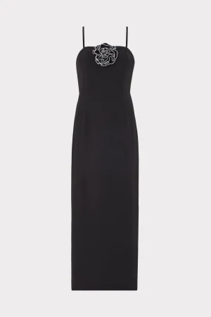 MILLY Guest Of Dresses-Allison 3D Rosette Cady Midi Dress