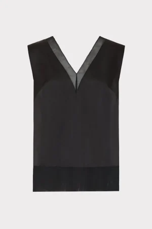 MILLY Tops-Avianna Satin Sleeveless Top