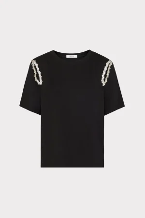 MILLY Tops-Avril Crystal Trim Tee