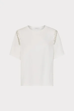 MILLY Tops-Avril Crystal Trim Tee