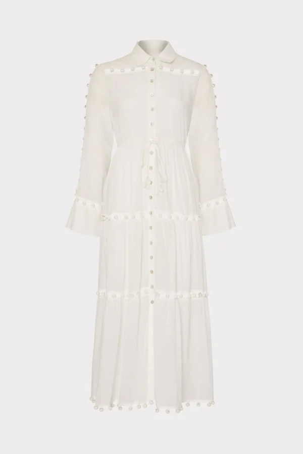 MILLY Cover-Ups-Beaded Cotton Voile Cover-Up Dress