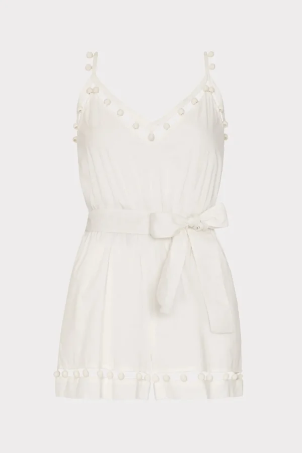 MILLY Cover-Ups-Beaded Cotton Voile Romper
