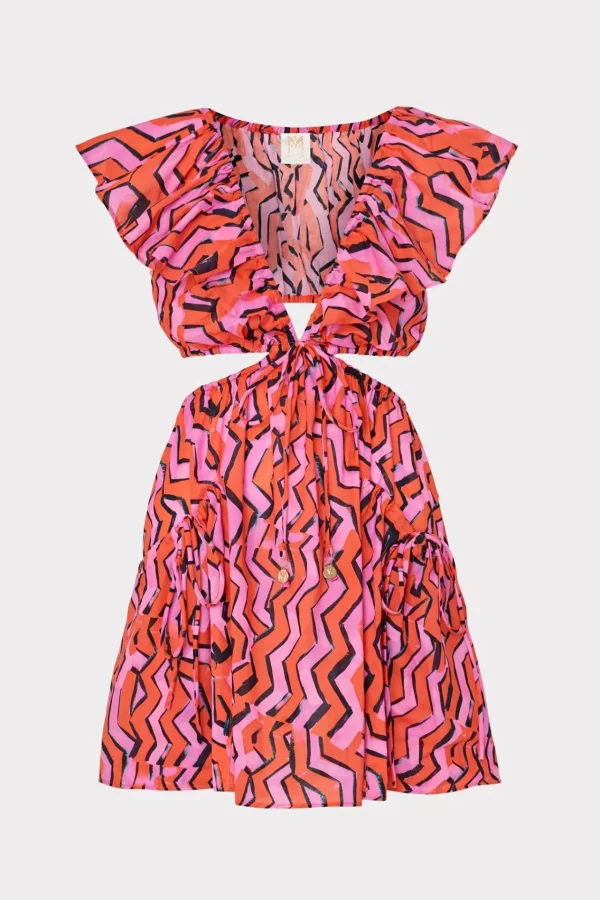 MILLY Cover-Ups-Delilah Painted Chevron Cotton Voile Coverup Dress