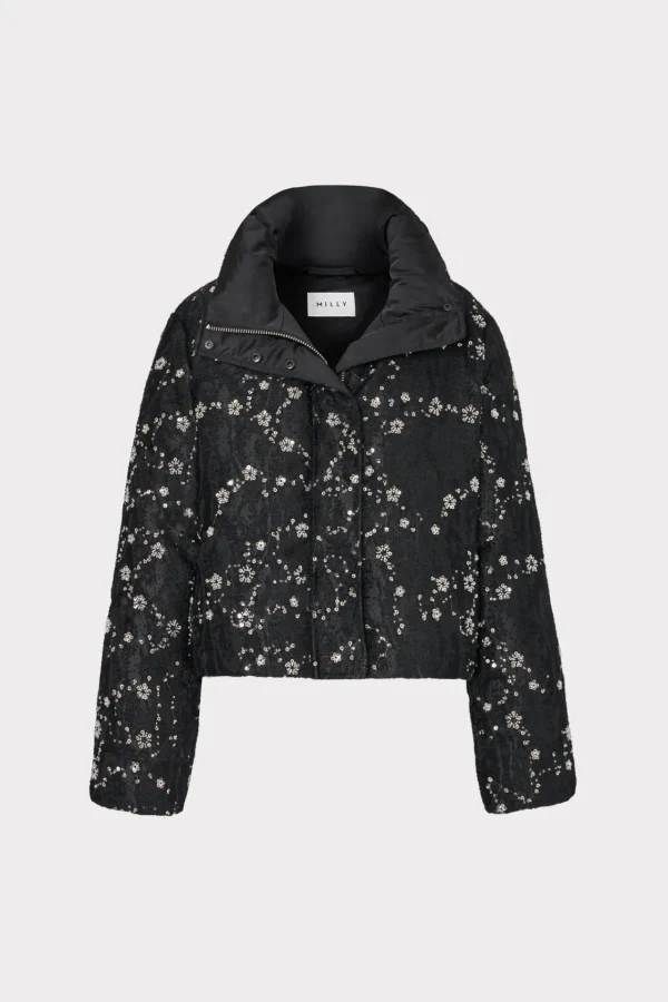 MILLY Coats & Jackets-Hayes Cropped Beaded Puffer