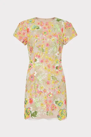 MILLY Mini Dresses-Kyla Botanical Petals Sequins Dress