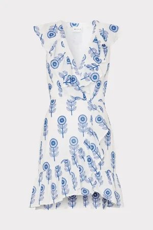 MILLY Day Dresses-Novi Poppy Embroidery Wrap Dress