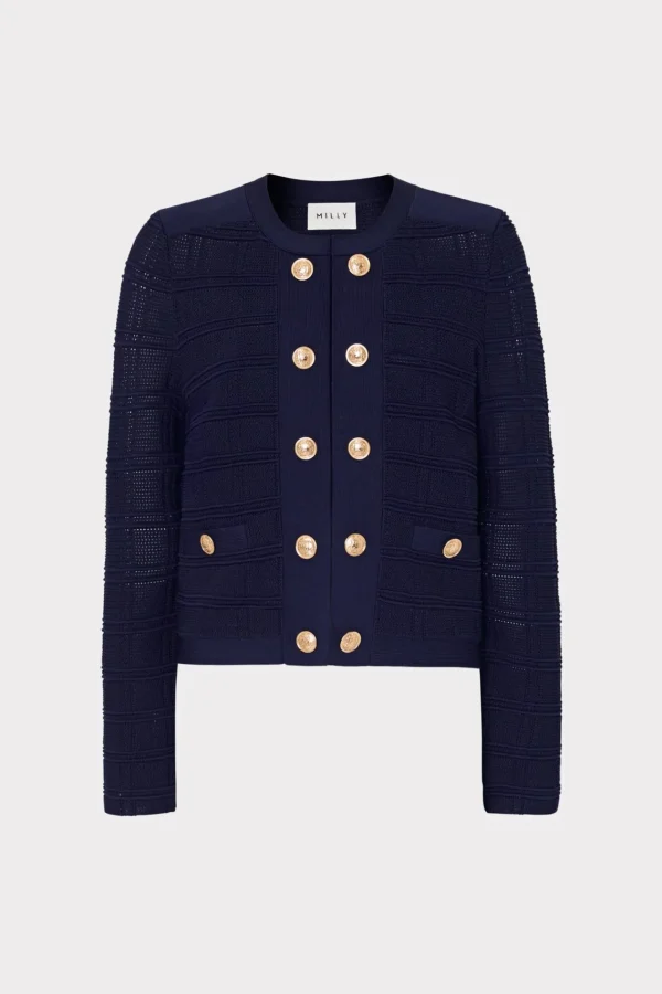 MILLY Coats & Jackets-Pointelle Textured Knit Jacket