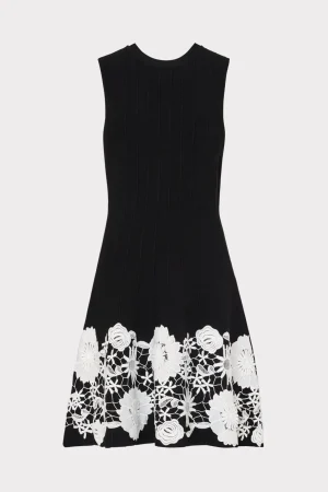 MILLY Day Dresses-Sleeveless Lace Trim Fit And Flare Dress
