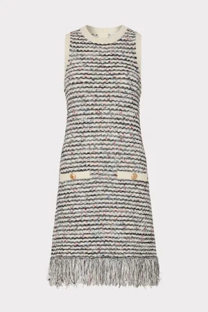 MILLY Mini Dresses-Textured Fringe Knit Mini Dress