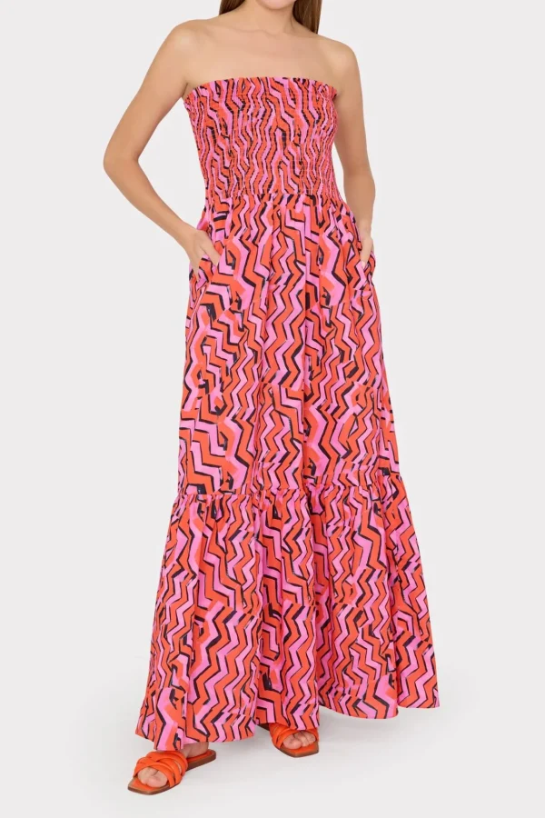 MILLY Cover-Ups-Viona Painted Chevron Cotton Voile Dress