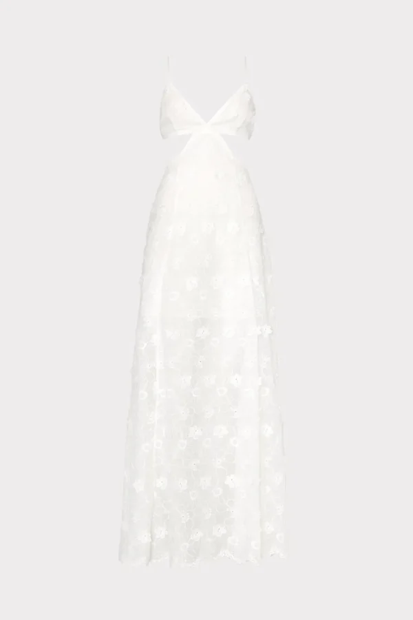 MILLY Cover-Ups-Vivianne 3D Floral Cotton Eyelet Dress