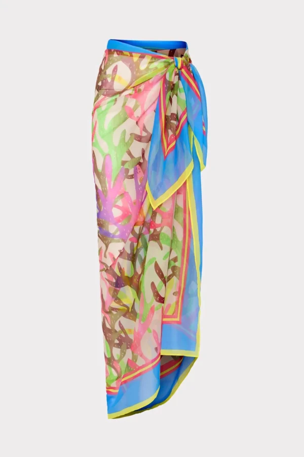MILLY Jumpsuits & Rompers-Watercolor Caribbean Coral Chiffon Sarong